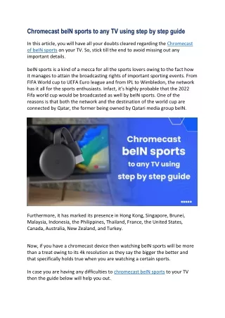 Chromecast beIN sports to any TV using step by step guide