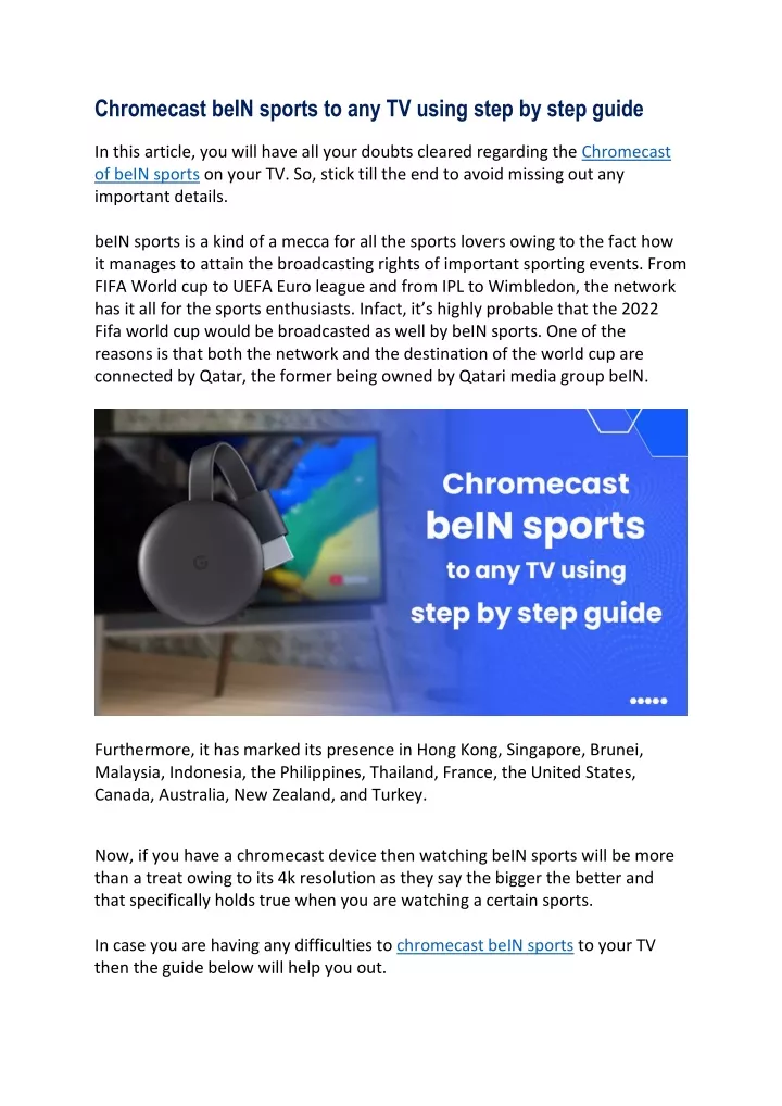 chromecast bein sports to any tv using step