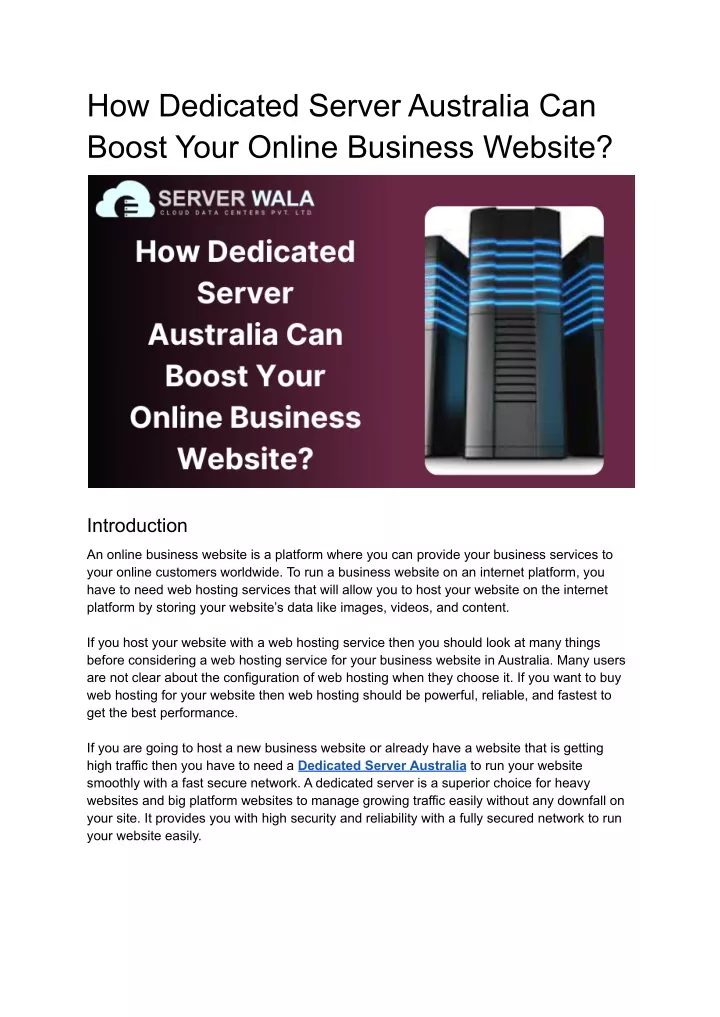 how dedicated server australia can boost your