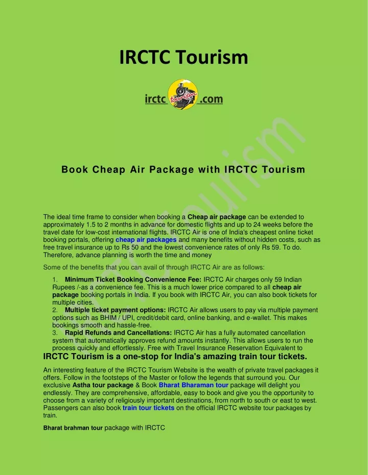 irctc tourism