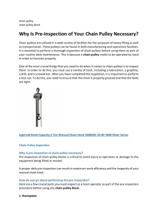 chain pulley chain pulley block