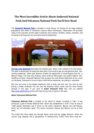 Amboseli National Park And Volcanoes National Park