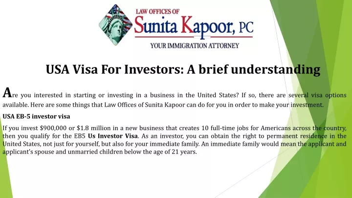 usa visa for investors a brief understanding