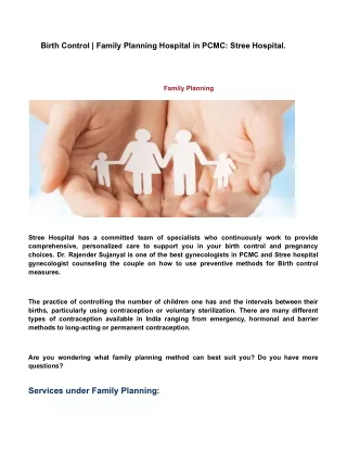 birth control family planning hospital in pcmc