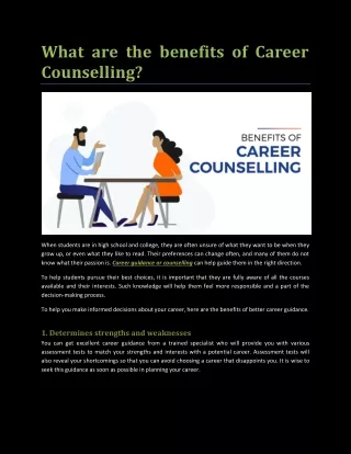 what are the benefits of career counselling