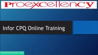 Infor CPQ Online Training By Proexcellency Through Real-Time Consultant