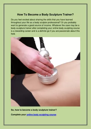 how to become a body sculpture trainer