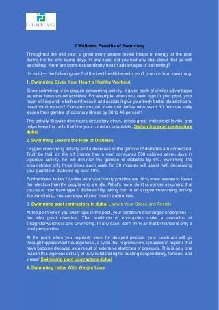 7 Wellness Benefits of Swimming