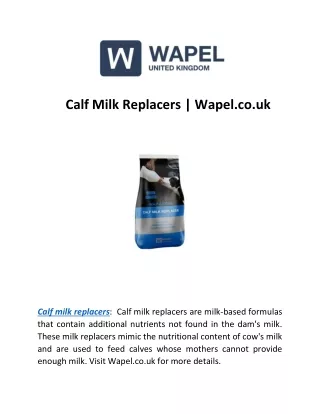 Calf Milk Replacers | Wapel.co.uk