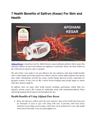 7 health benefits of saffron kesar for skin