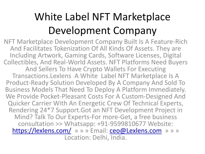 white label nft marketplace development company