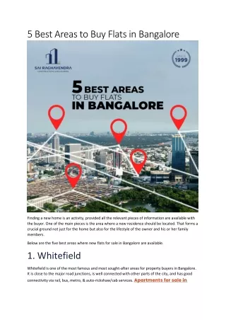 5 best areas to buy flats in bangalore