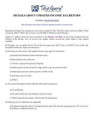 details about updated income tax return author