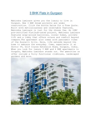 3 bhk flats in gurgaon