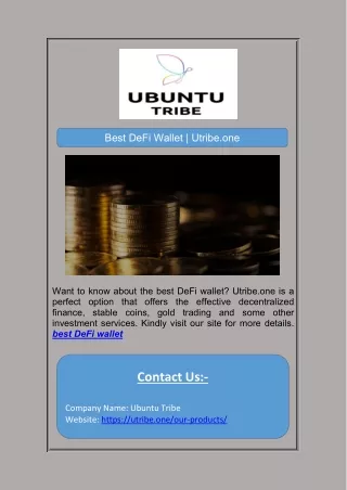 Best DeFi Wallet | Utribe.one