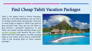 Find Cheap Tahiti Vacation Packages