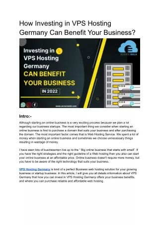 how investing in vps hosting germany can benefit