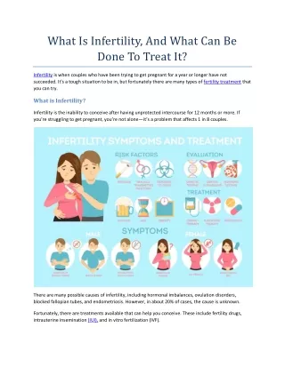 what is infertility and what can be done to treat