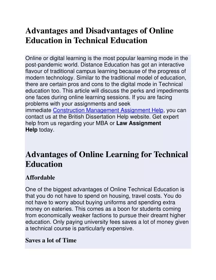 advantages and disadvantages of online education