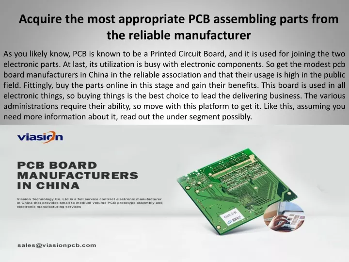 acquire the most appropriate pcb assembling parts