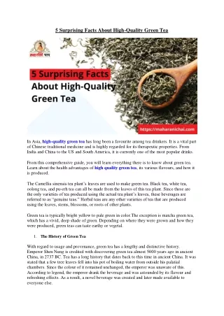 5 surprising facts about high quality green tea