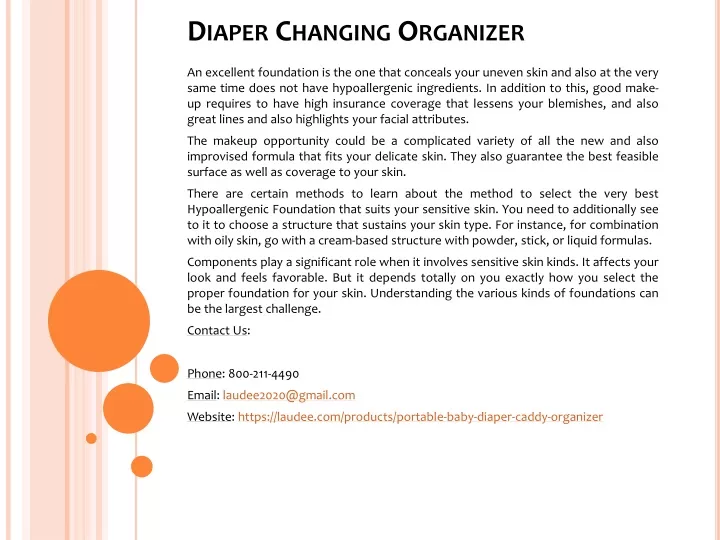 diaper changing organizer