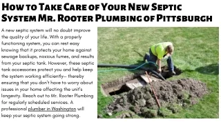 How to Take Care of Your New Septic System Mr. Rooter Plumbing of Pittsburgh