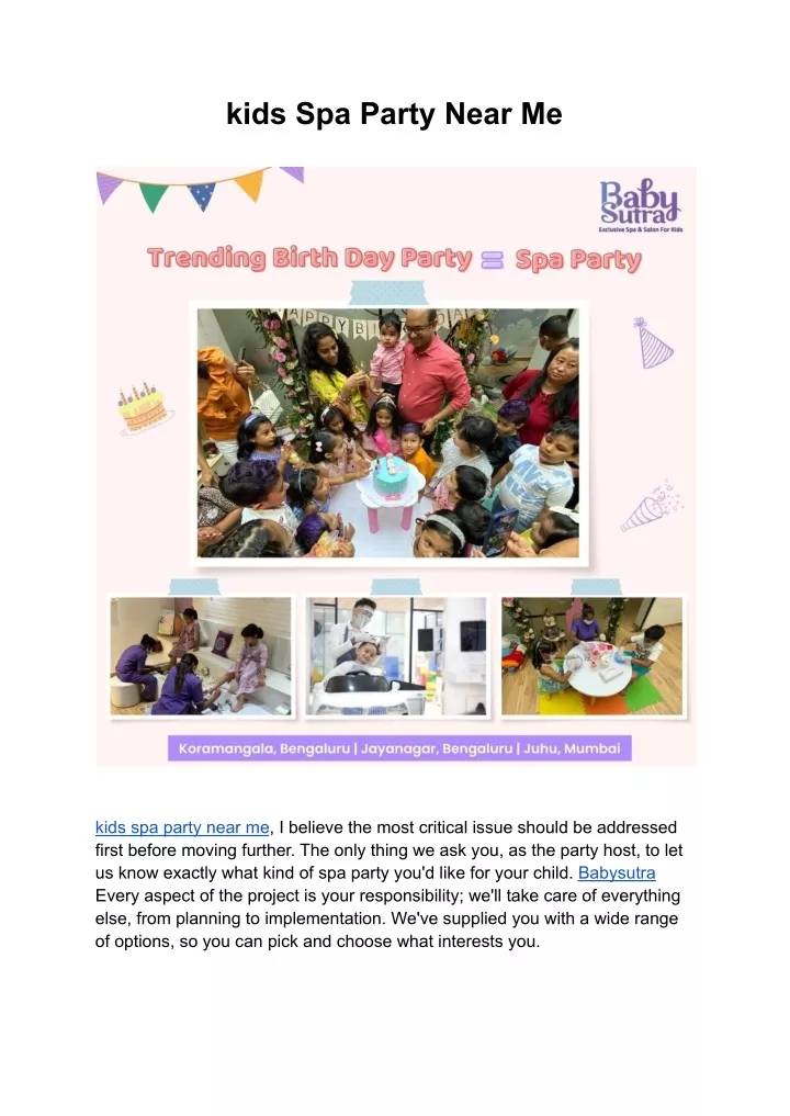 kids spa party near me