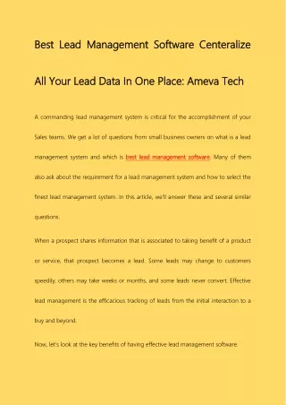 best lead management software centeralize best