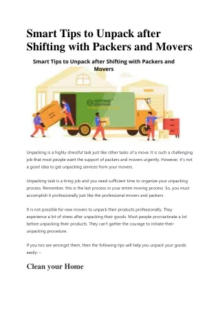 smart tips to unpack after shifting with packers