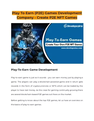 play to earn p2e games development company create