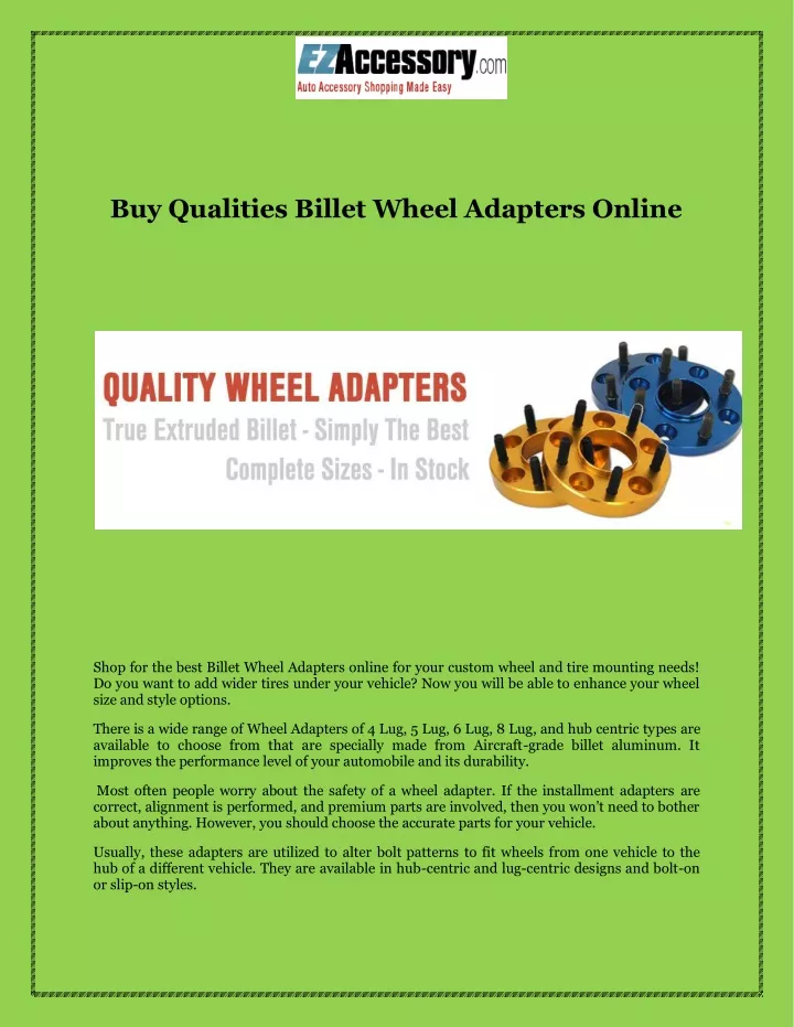 buy qualities billet wheel adapters online