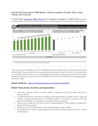 asia pacific automotive tpms market industry