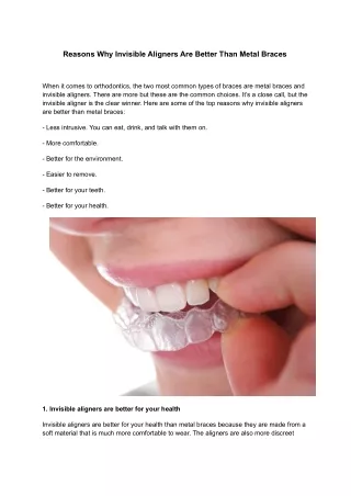 reasons why invisible aligners are better than