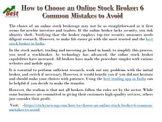the choice of an online stock brokerage