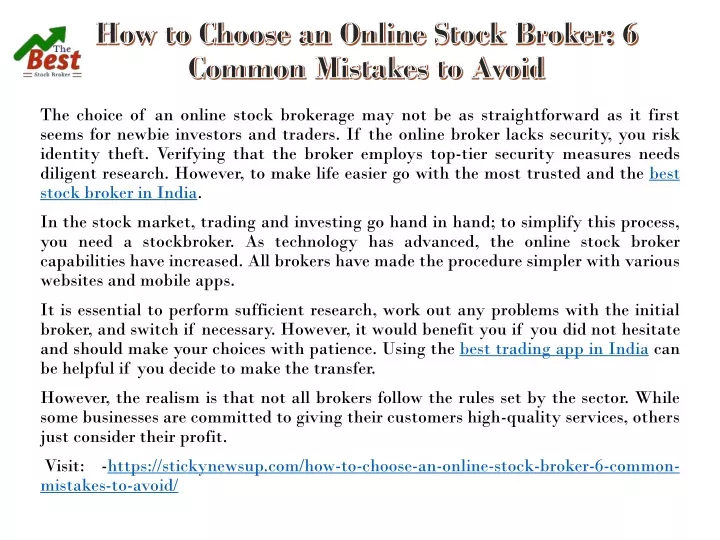 the choice of an online stock brokerage