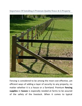 importance of installing a premium quality fence