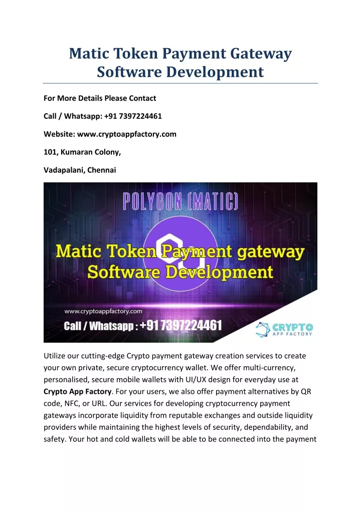 matic token payment gateway software development