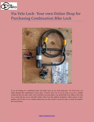 Via Velo Lock- Your own Online Shop for Purchasing Combination Bike Lock