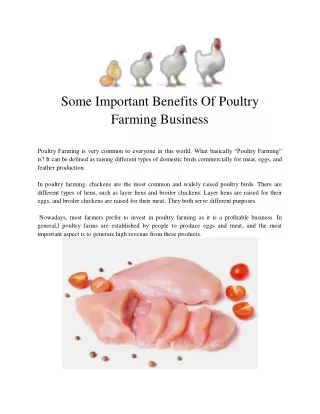 some important benefits of poultry farming