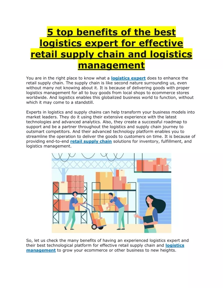 5 top benefits of the best logistics expert