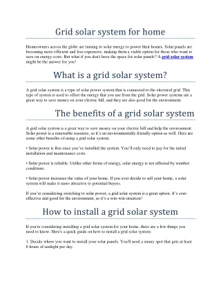grid solar system for home