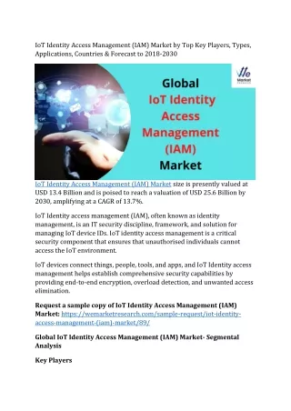 IoT Identity Access Management Size, Share, Application