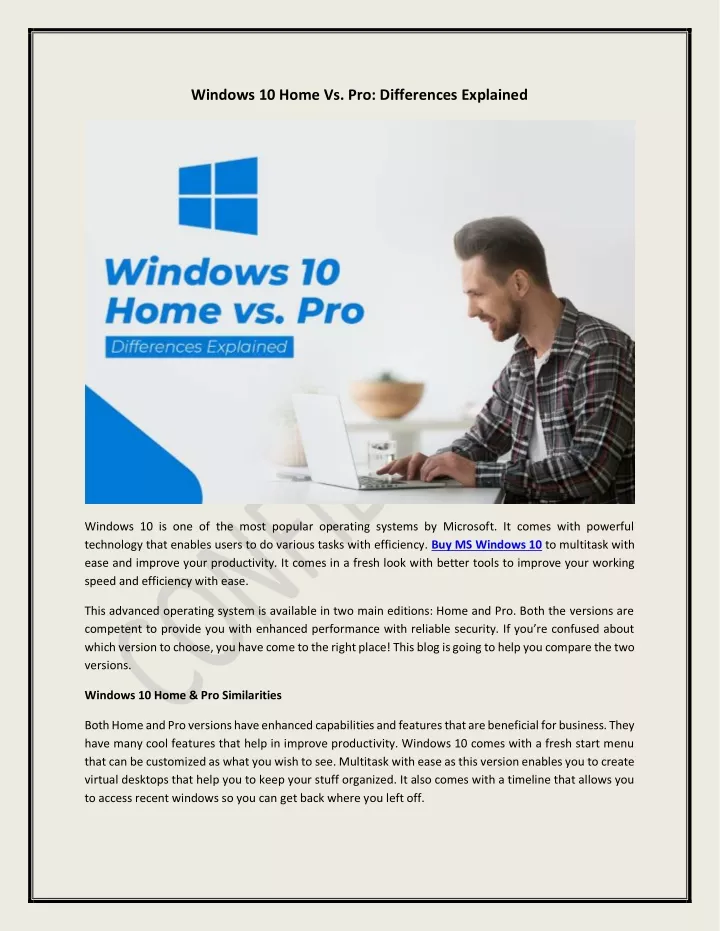 windows 10 home vs pro differences explained