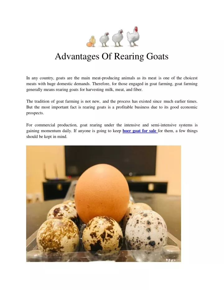 advantages of rearing goats