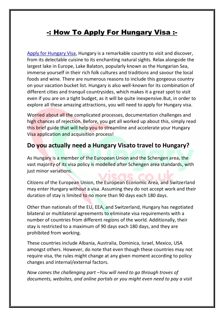 how to apply for hungary visa