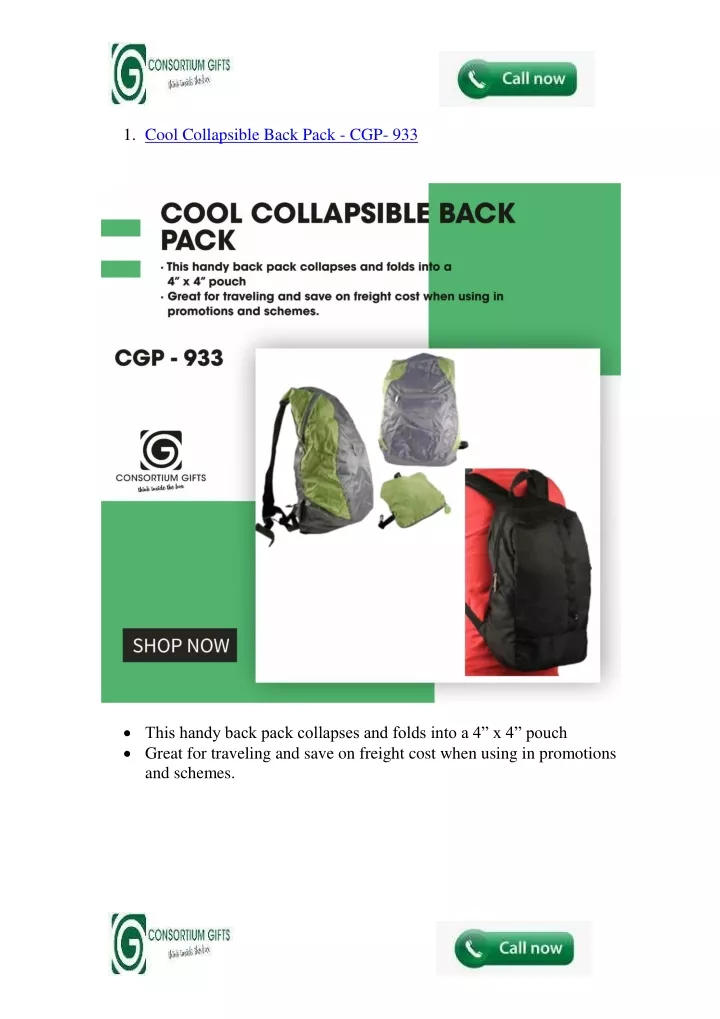 1 cool collapsible back pack cgp 933