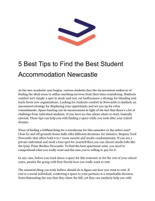 5 Best Tips to Find The Best Student Accommodation Newcastle
