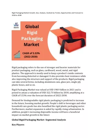 Rigid Packaging Market Growth Analysis By forecast 2030