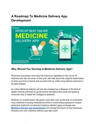 A Roadmap To Medicine Delivery App Development